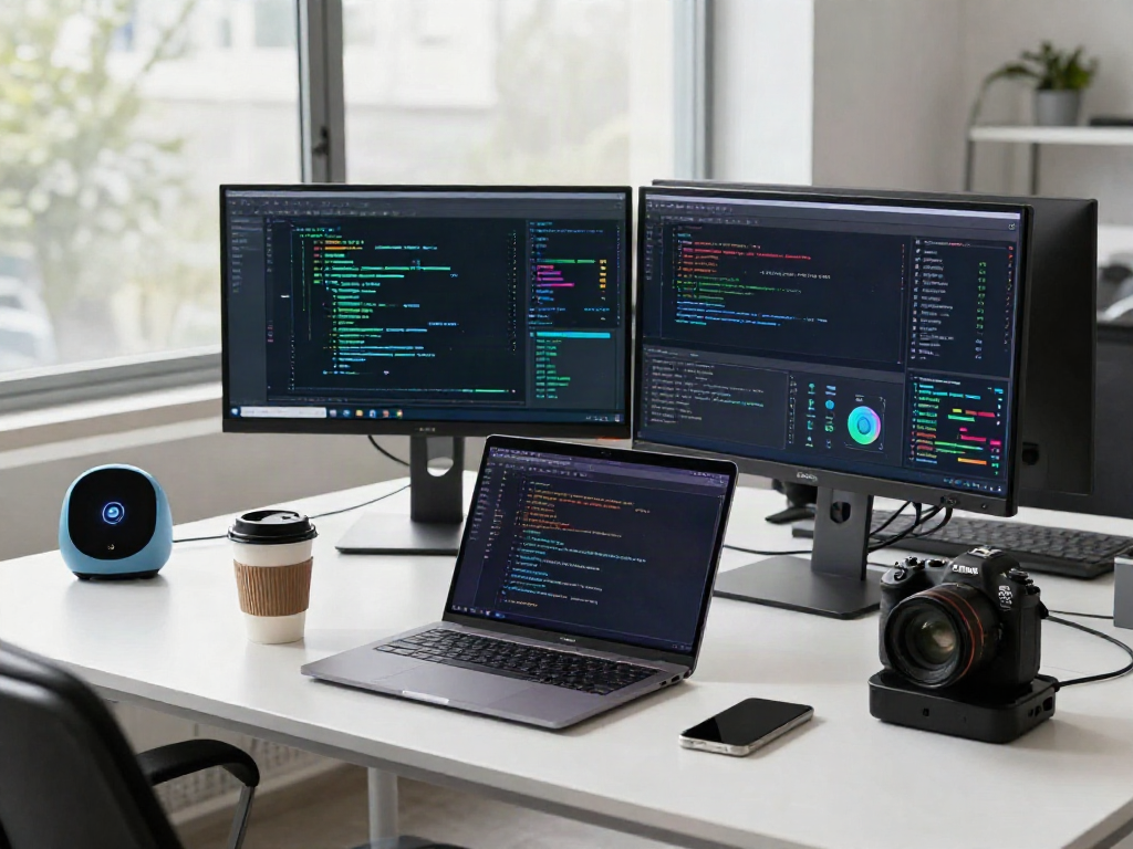 Developer analyzing AI algorithms in a modern workspace, emphasizing ai gf.