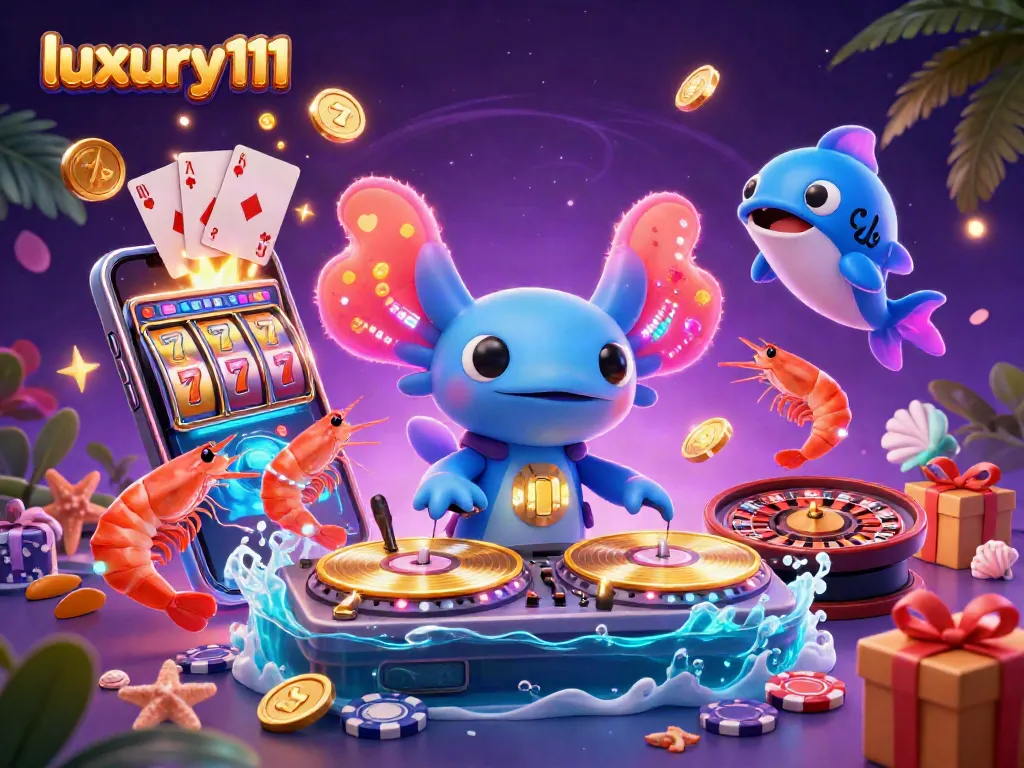 Experience the vibrant energy of luxury111 with a dynamic 3D casino scene featuring unique gambling elements and lively characters.