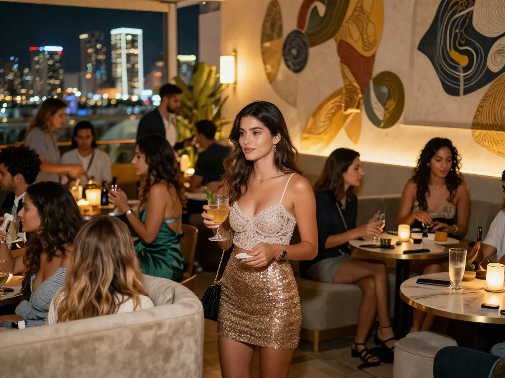 Experience the allure of נערות ליווי בתל אביב with vibrant nightlife in a chic lounge.